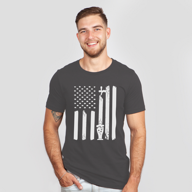 american flag beer dark gray shirt